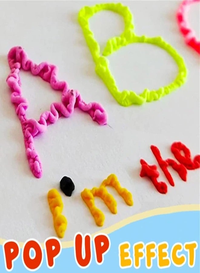 Crackles Popcorn Drawing Pen Magic Puffy 3D DIY Colorful Art Safe kids Marker for Birthday Gift Colour Pen Set Of 6 Pop up Effect pens for Kids Birthday Return Gift party- Pack of 1 (6 Pens) - Image 3